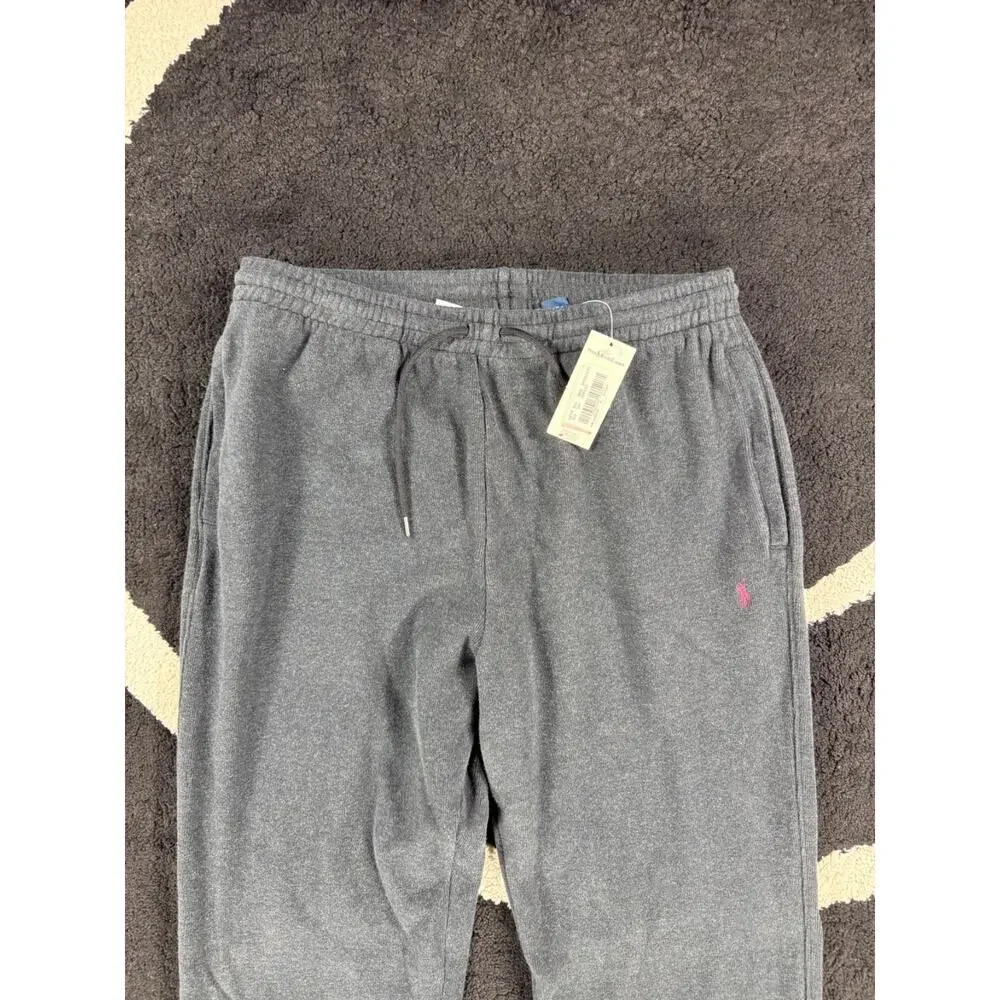 VTG Polo Ralph Lauren Sweatpants Mens Medium Gray Jogger Fleece Drawstring USA
